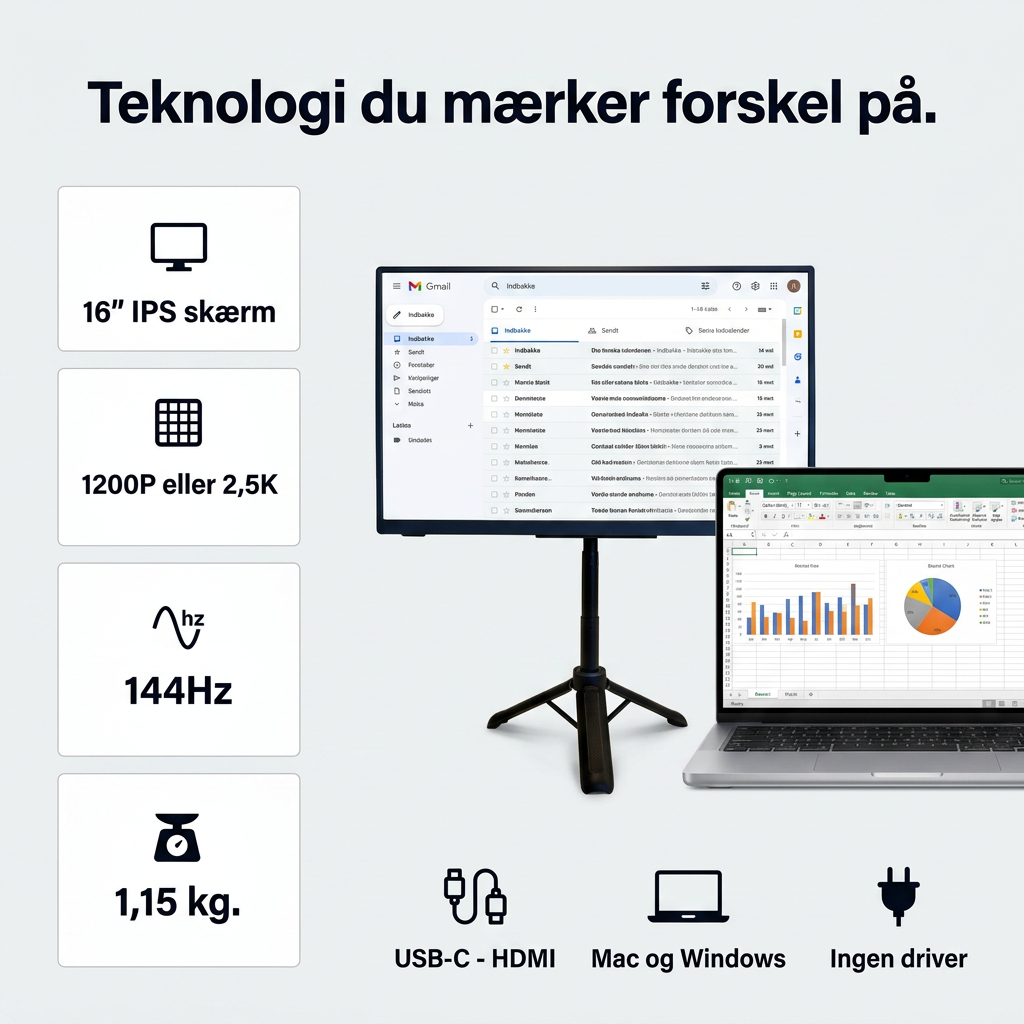 Draagbare Flex Pro-monitor – 16" + standaard