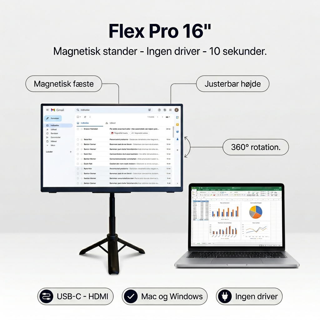 Draagbare Flex Pro-monitor – 16" + standaard