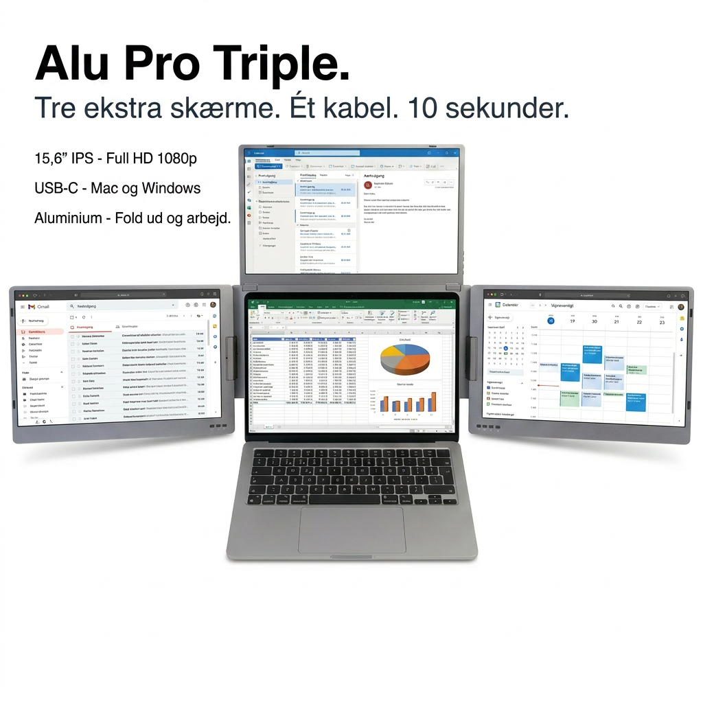 Alu Pro draagbare drievoudige schermuitbreider – 15,6"