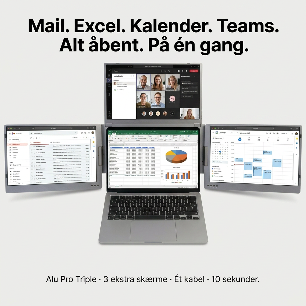 Alu Pro draagbare drievoudige schermuitbreider – 15,6"