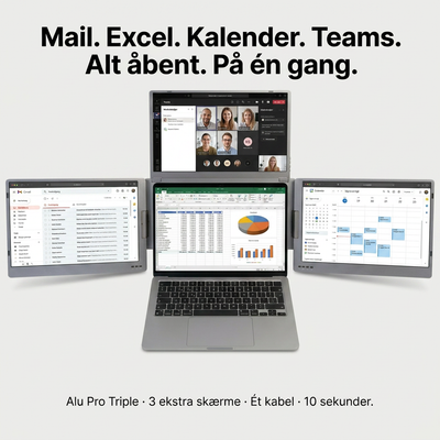 Alu Pro draagbare drievoudige schermuitbreider – 15,6"