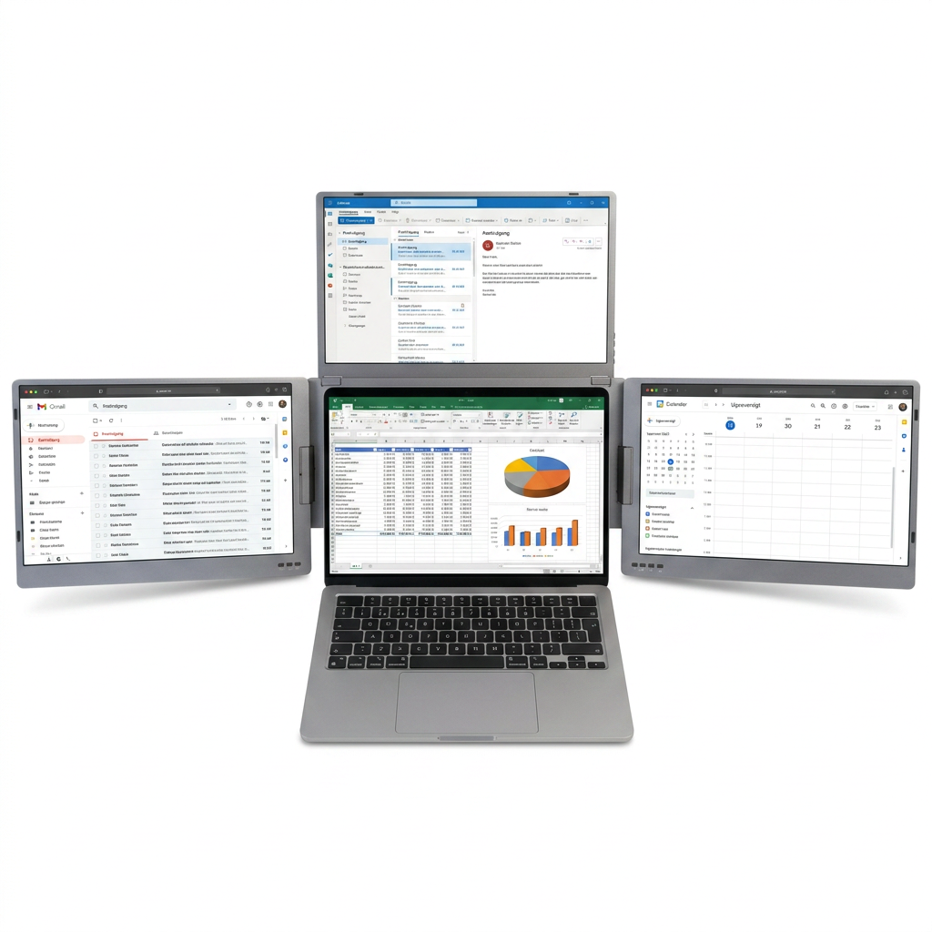 Alu Pro draagbare drievoudige schermuitbreider – 15,6"